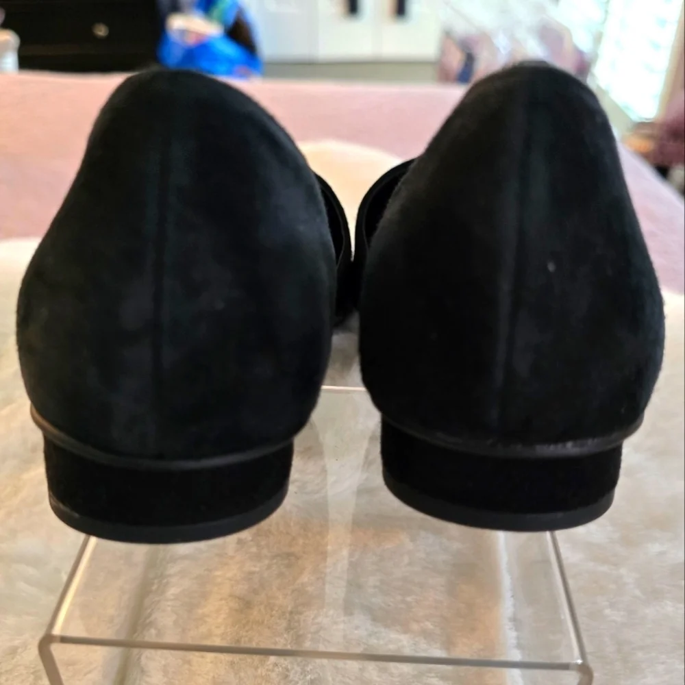 Franco Sarto Black Flats Sleek Suede Loafers